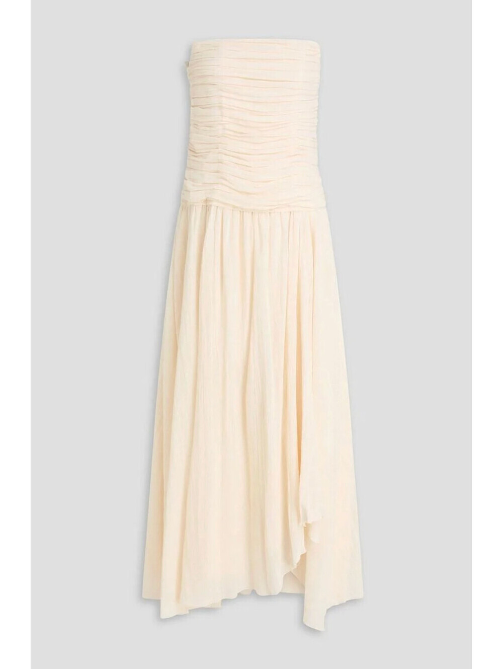 NWT Staud High Tide Asymmetrical Strapless Maxi Dress Ivory Gauze Sz 8/Medium - Picture 6 of 9